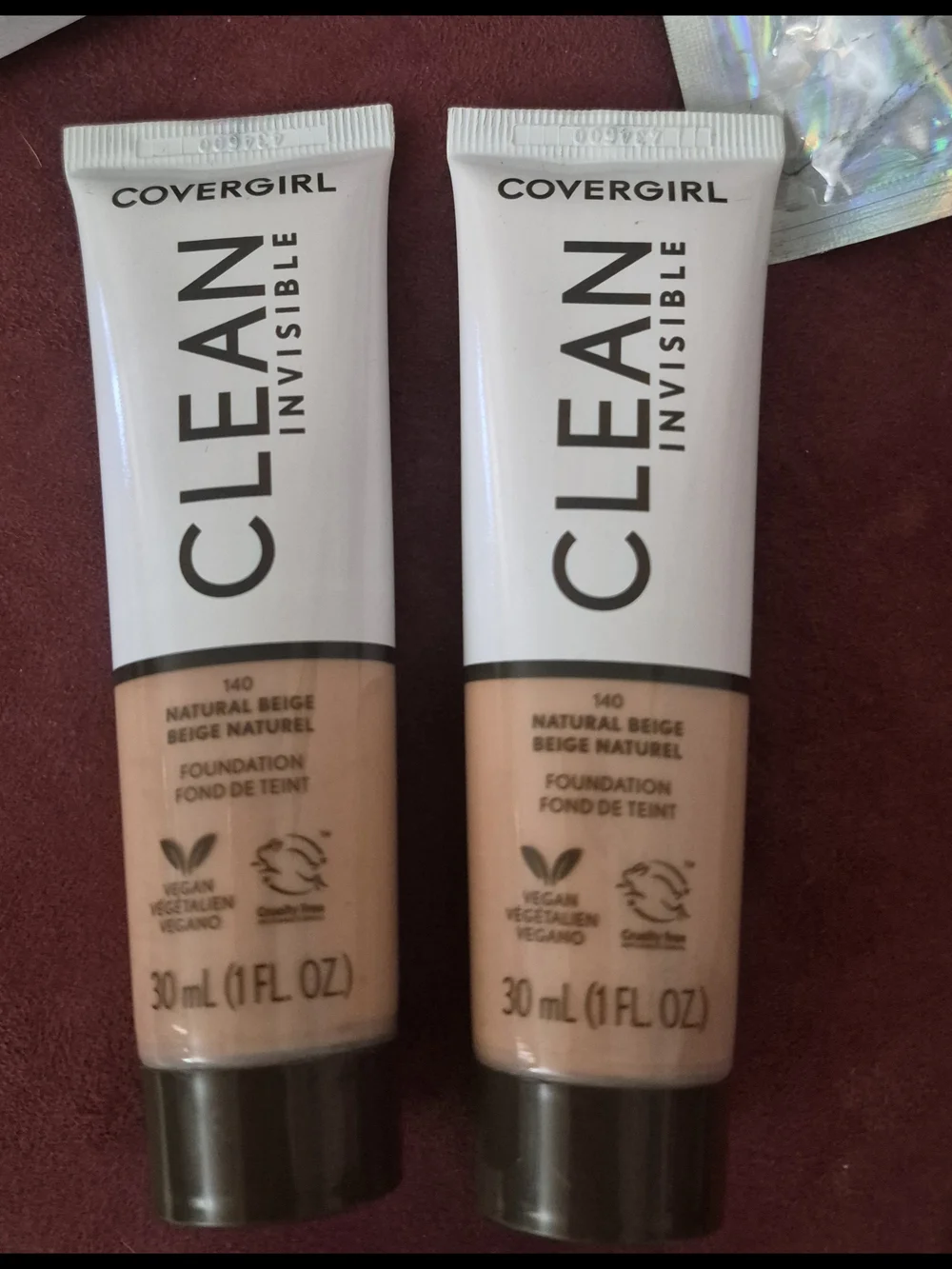2 New-COVERGIRL Clean Invisible Foundation - Natural Beige 140 (Tube)